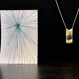 Collier - Silber, Gold, Smaragd-Trapich